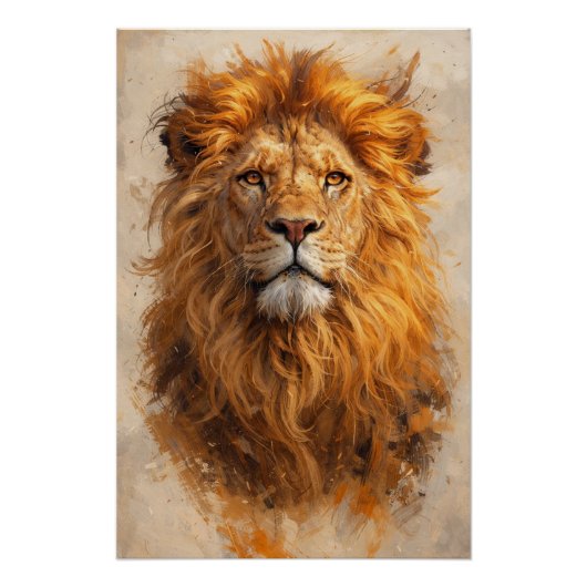 Majestic Lion Portrait – Golden Power Poster (Voorkant)