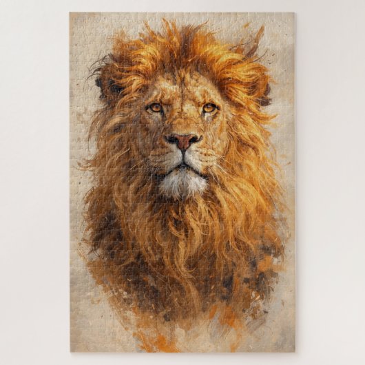 Majestic Lion Portrait – Golden Power Puzzle Legpuzzel (Verticaal)