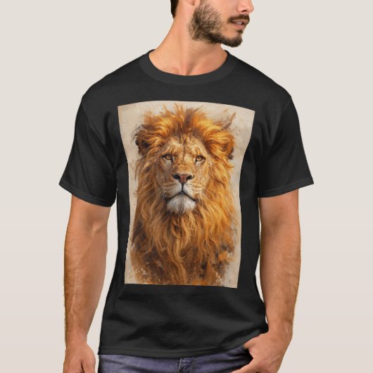 Majestic Lion Portrait – Golden Power T-Shirt (Voorkant)