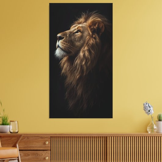 Majestic Lion Portrait Strength & Royal Confidence Canvas Afdruk (Insitu (Woonkamer))