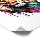 Majestic Lion Rainbow Waterverf Splash Art Poster (Hoek)