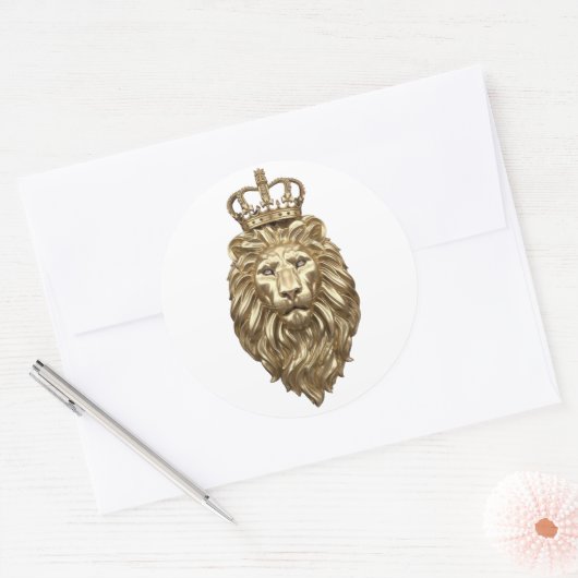 Majestic lion ronde sticker (Envelop)