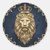 Majestic lion ronde sticker (Voorkant)