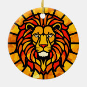 Majestic Lion Sunburst Circle Design Keramisch Ornament (Achterkant)