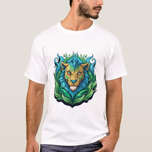 Majestic Lion Vector Art T-Shirt Design (Voorkant)