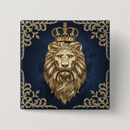 Majestic Lion Vierkante Button 5,1 Cm (Voorkant)