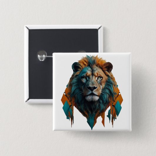 Majestic Lion Vierkante Button 5,1 Cm (Voorkant /achterkant)