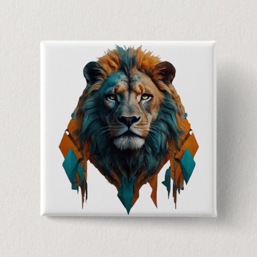 Majestic Lion Vierkante Button 5,1 Cm (Voorkant)