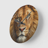 Majestic Lion Wall Clock – Powerful Wildlife Art H Ronde Klok (Hoek)
