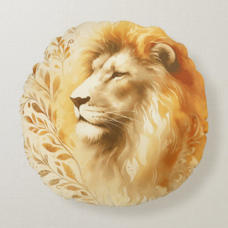Majestic Lion Waterverf Design Rond Kussen