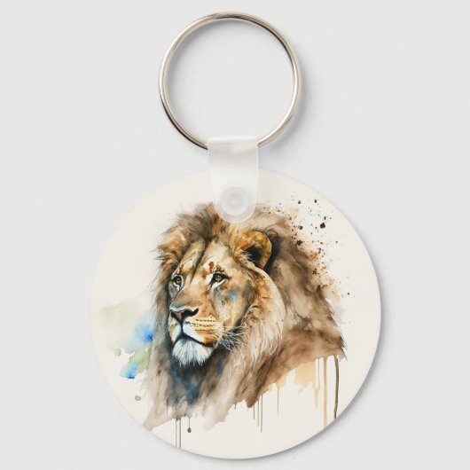 Majestic Lion Waterverf Sleutelhanger (Voorkant)