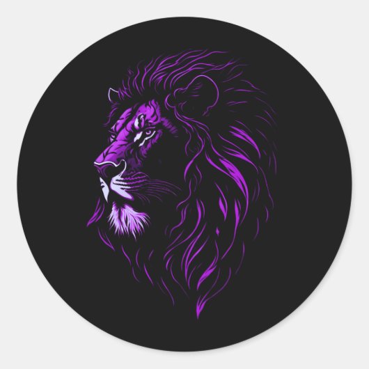 Majestic Lion's Face Classic Round Sticker (Voorkant)