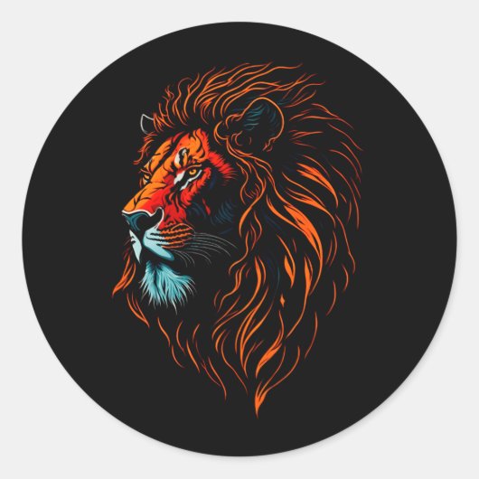 Majestic Lion's Face Classic Round Sticker (Voorkant)
