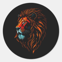 Majestic Lion's Face Classic Round Sticker