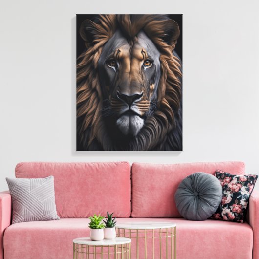 Majestic Lion's Gaze Canvas Afdruk (Insitu (Woonkamer))