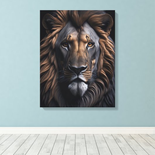 Majestic Lion's Gaze Canvas Afdruk (Insitu (Houten vloer))