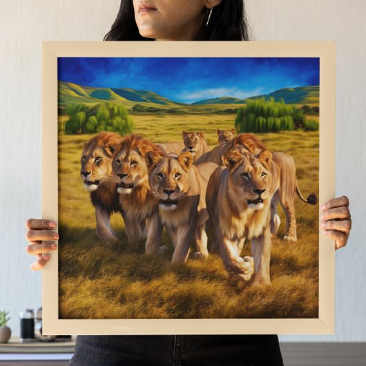 Majestic Lions Roaming de Savanna Poster