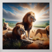 Majestic Lions Roaming de Savanna Poster (Voorkant)