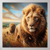 Majestic Lions Roaming Gratis Poster (Voorkant)