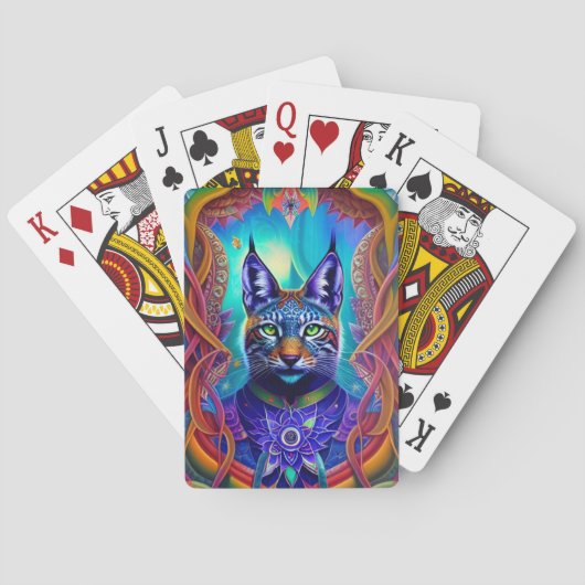 Majestic Lynx Feline Art Geïllustreerde Geest Dier Pokerkaarten (Achterkant)
