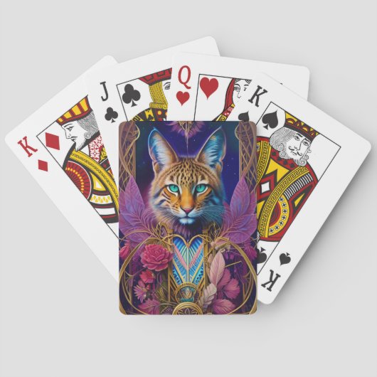 Majestic Lynx Feline Illustrated Art Spirit Animal Pokerkaarten (Achterkant)