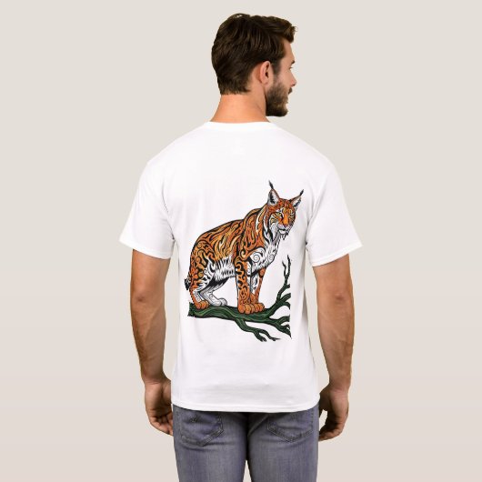 Majestic Lynx on Branch T-Shirt (Achterkant volledig)