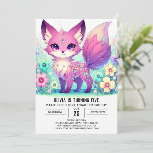 Majestic Magical Fox Digitale Verjaardag Kaart (Staand voorkant)