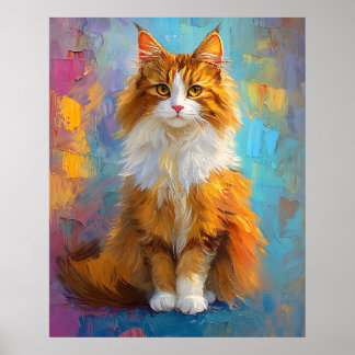 Majestic Maine Coon Cat – Regal Digital Portrait Poster