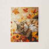Majestic Maine Coon with Fall Leaves and Sunflower Legpuzzel (Verticaal)