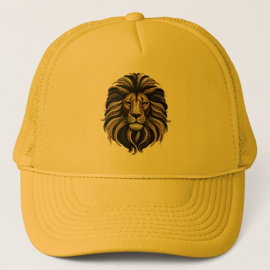 Majestic Mane Leeuw borduurwerk ontwerp Trucker Pet (Voorkant)