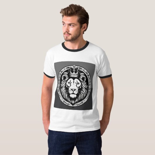 "Majestic Mane: Leeuwenkop geprinte T-shirts onlin (Voorkant volledig)
