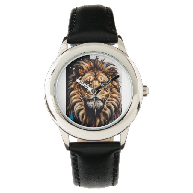 Majestic Mane: Lion's Gaze Tijdstuk Horloge (Voorkant)