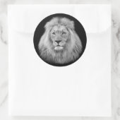 Majestic mannelijke leeuw zwart-wit foto ronde sticker (Tas)