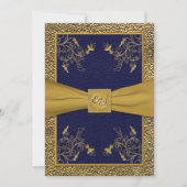 Majestic Marine en Goud Monogram Bruiloft Uitnodig Kaart (Voorkant)