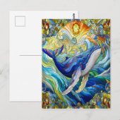 Majestic Marine Mozaïek Een Glas in lood Walvis Briefkaart (Voorkant / Achterkant)