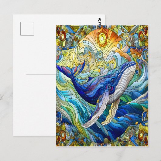 Majestic Marine Mozaïek Een Glas in lood Walvis Briefkaart (Voorkant / Achterkant)