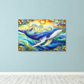 Majestic Marine Mozaïek Een Glas in lood Walvis Canvas Afdruk (Insitu (Houten vloer))