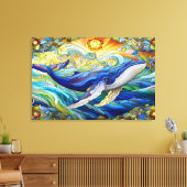 Majestic Marine Mozaïek Een Glas in lood Walvis Canvas Afdruk (Insitu (Woonkamer))