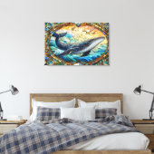 Majestic Marine Mozaïek Een Glas in lood Walvis Canvas Afdruk (Insitu (Slaapkamer))
