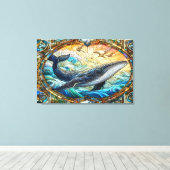 Majestic Marine Mozaïek Een Glas in lood Walvis Canvas Afdruk (Insitu (Houten vloer))