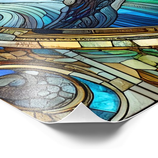 Majestic Marine Mozaïek Een Glas in lood Walvis Foto Afdruk (Hoek)