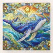 Majestic Marine Mozaïek Een Glas in lood Walvis Glazen Onderzetter (Voorkant)