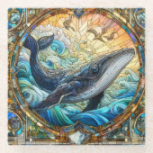 Majestic Marine Mozaïek Een Glas in lood Walvis Glazen Onderzetter (Voorkant)