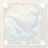 Majestic Marine Mozaïek Een Glas in lood Walvis Glazen Onderzetter (Achterkant)