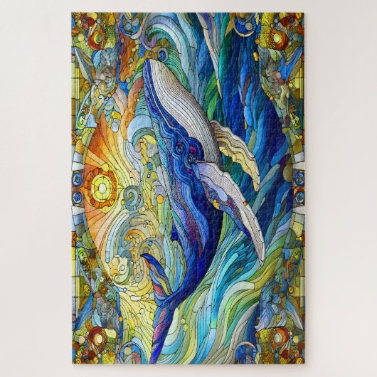 Majestic Marine Mozaïek Een Glas in lood Walvis Legpuzzel (Verticaal)