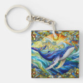 Majestic Marine Mozaïek Een Glas in lood Walvis Sleutelhanger (Voorkant)