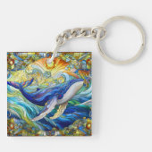 Majestic Marine Mozaïek Een Glas in lood Walvis Sleutelhanger (Achterkant)