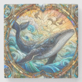Majestic Marine Mozaïek Een Glas in lood Walvis Stenen Onderzetter (Voorkant)