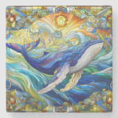 Majestic Marine Mozaïek Een Glas in lood Walvis Stenen Onderzetter (Voorkant)
