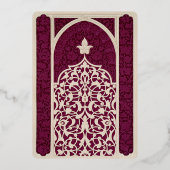 Majestic Maroon en Gouden Folie Islamitische Bruil Folie Uitnodiging (Achterkant)